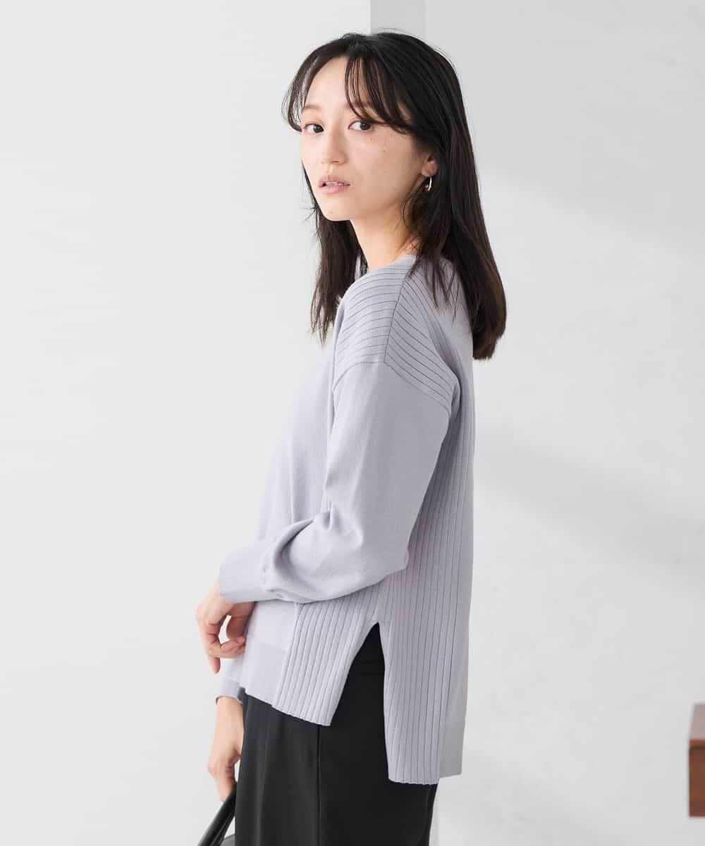 K3FBD66044 a.v.v Elmi(アー・ヴェ・ヴェ) 【低身長サイズ】サイドリブVネックニット オレンジ