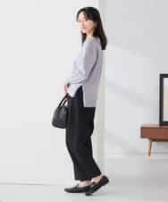 K3FBD66044 a.v.v Elmi(アー・ヴェ・ヴェ) 【低身長サイズ】サイドリブVネックニット オレンジ