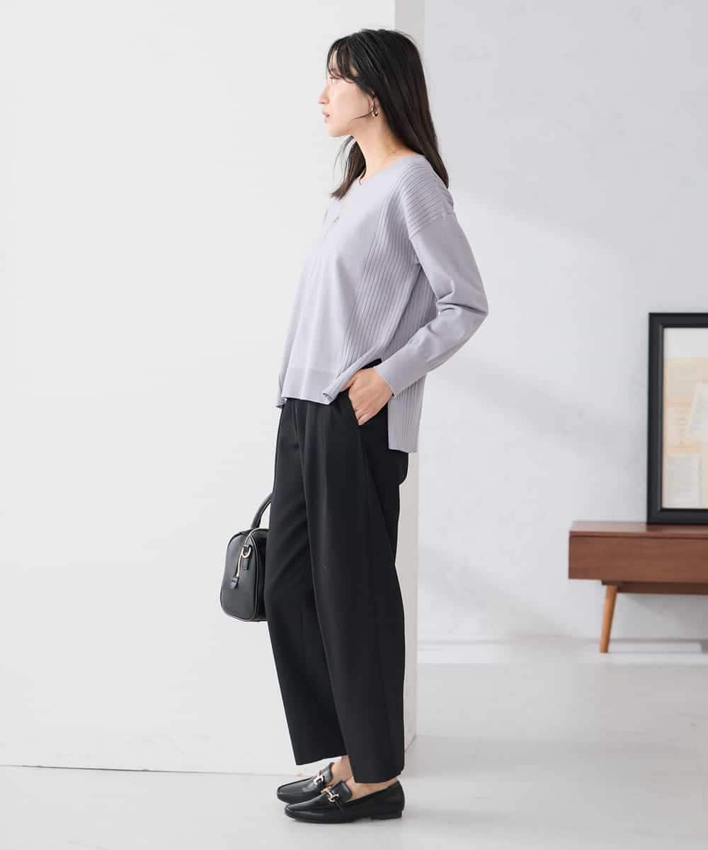 K3FBD66044 a.v.v Elmi(アー・ヴェ・ヴェ) 【低身長サイズ】サイドリブVネックニット オレンジ