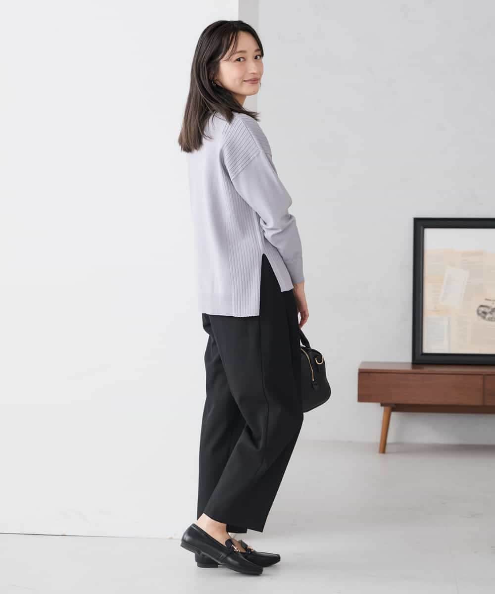 K3FBD66044 a.v.v Elmi(アー・ヴェ・ヴェ) 【低身長サイズ】サイドリブVネックニット オレンジ