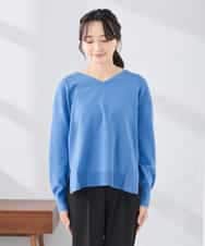 K3FBD66044 a.v.v Elmi(アー・ヴェ・ヴェ) 【低身長サイズ】サイドリブVネックニット オレンジ