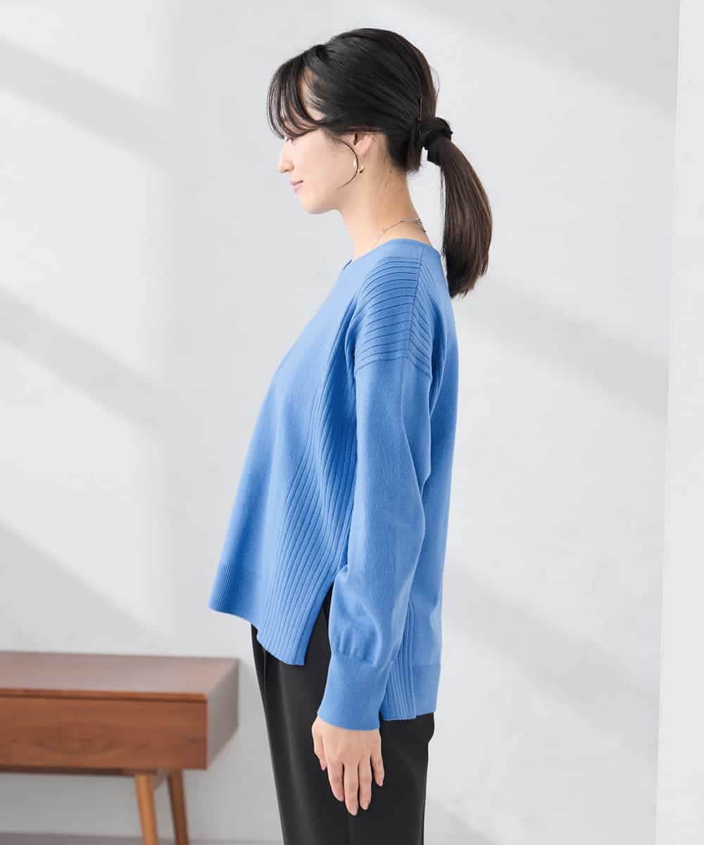 K3FBD66044 a.v.v Elmi(アー・ヴェ・ヴェ) 【低身長サイズ】サイドリブVネックニット オレンジ