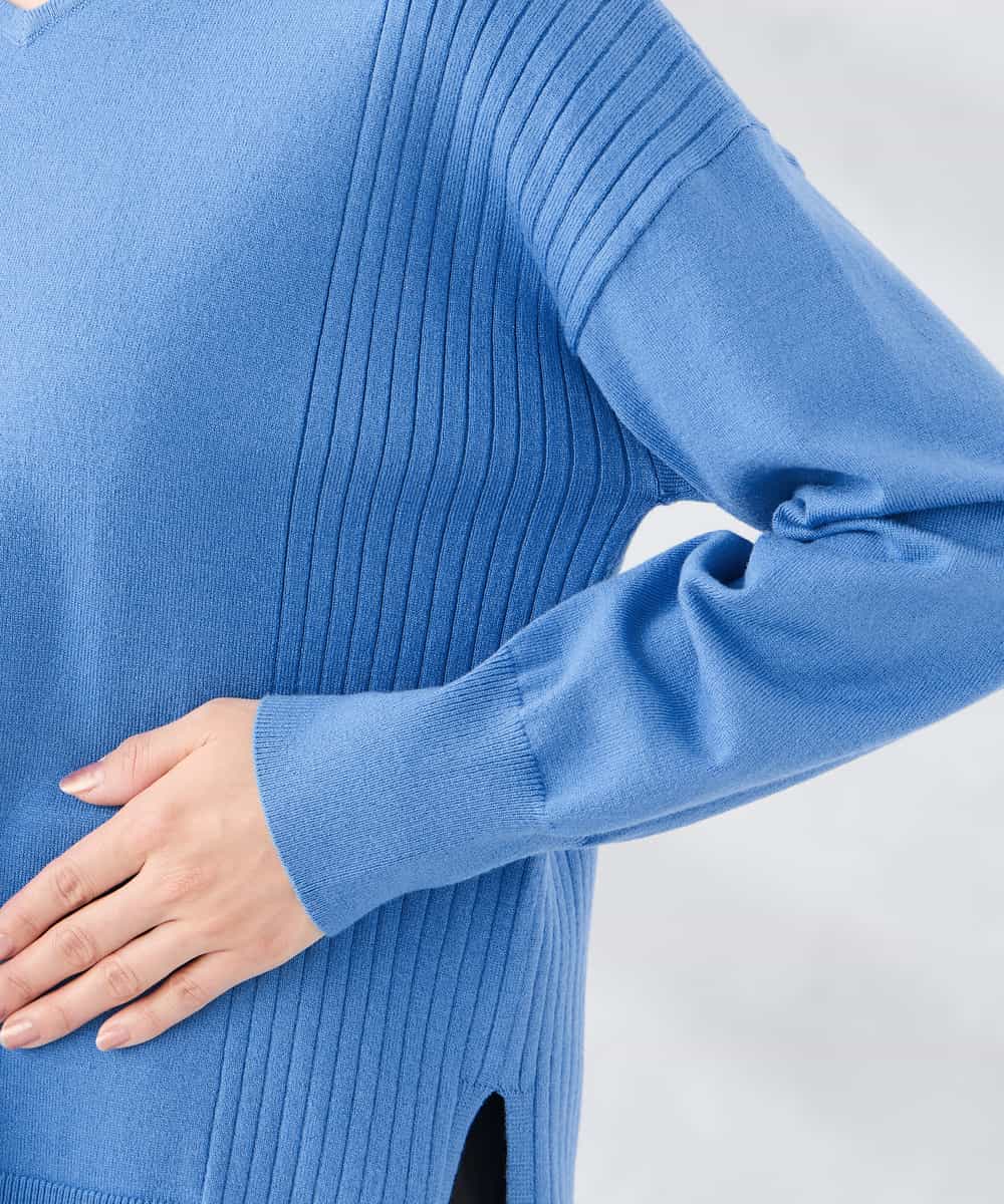 K3FBD66044 a.v.v Elmi(アー・ヴェ・ヴェ) 【低身長サイズ】サイドリブVネックニット オレンジ