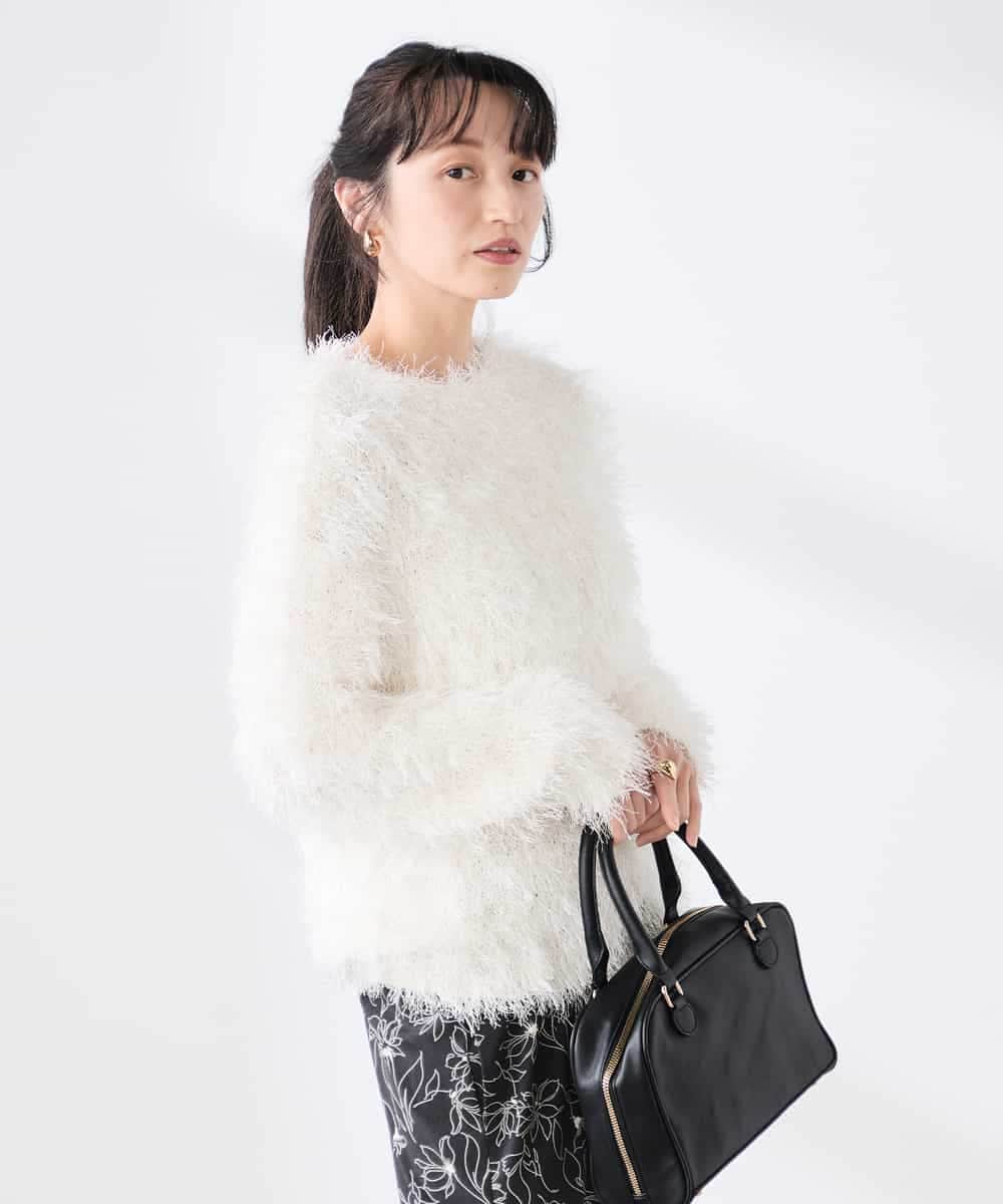 K3FDD04054 a.v.v Elmi(アー・ヴェ・ヴェ) 【低身長サイズ】ラメフェザーニット アイボリー