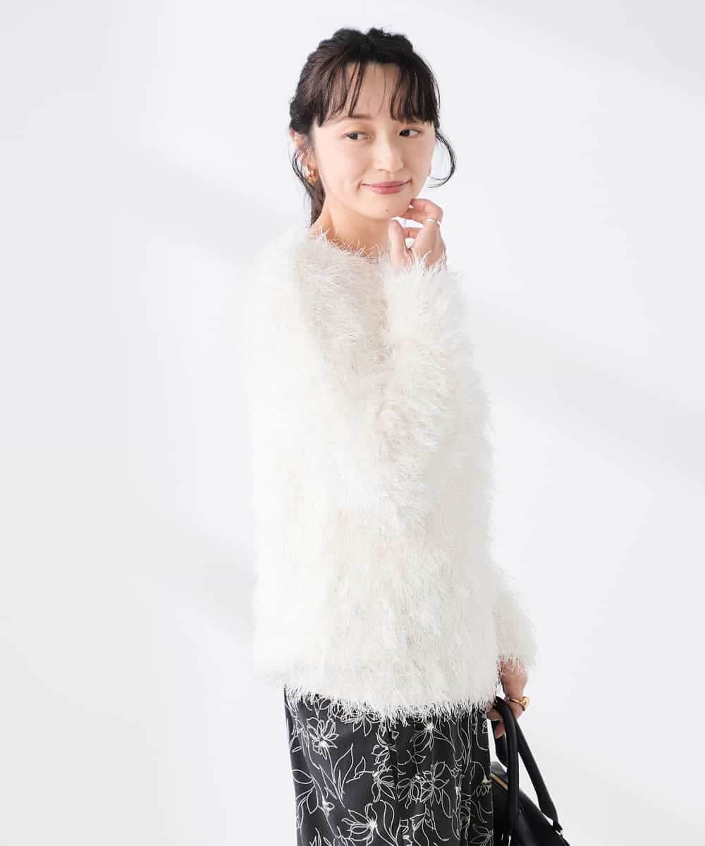 K3FDD04054 a.v.v Elmi(アー・ヴェ・ヴェ) 【低身長サイズ】ラメフェザーニット アイボリー