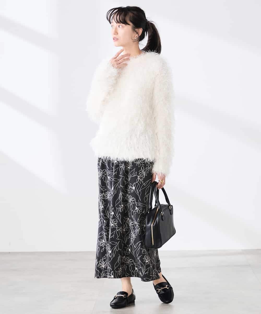 K3FDD04054 a.v.v Elmi(アー・ヴェ・ヴェ) 【低身長サイズ】ラメフェザーニット アイボリー