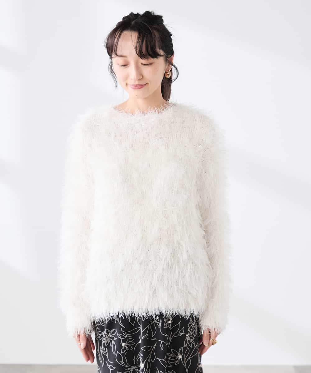 K3FDD04054 a.v.v Elmi(アー・ヴェ・ヴェ) 【低身長サイズ】ラメフェザーニット アイボリー