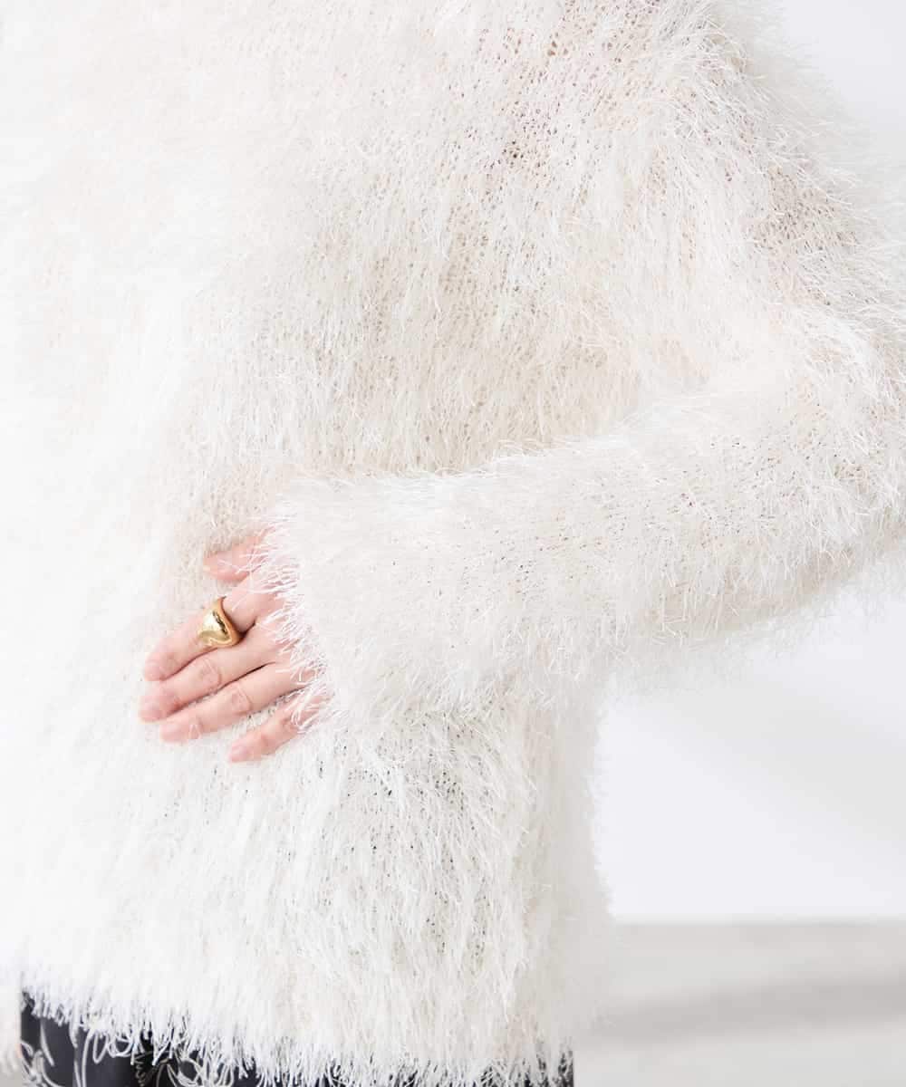 K3FDD04054 a.v.v Elmi(アー・ヴェ・ヴェ) 【低身長サイズ】ラメフェザーニット アイボリー