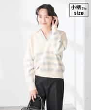 K3FDD07059 a.v.v Elmi(アー・ヴェ・ヴェ) 【低身長サイズ】ヘンリーネックボーダーニット アイボリー