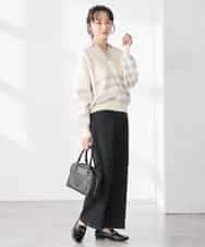 K3FDD07059 a.v.v Elmi(アー・ヴェ・ヴェ) 【低身長サイズ】ヘンリーネックボーダーニット アイボリー