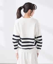 K3FDD07059 a.v.v Elmi(アー・ヴェ・ヴェ) 【低身長サイズ】ヘンリーネックボーダーニット アイボリー