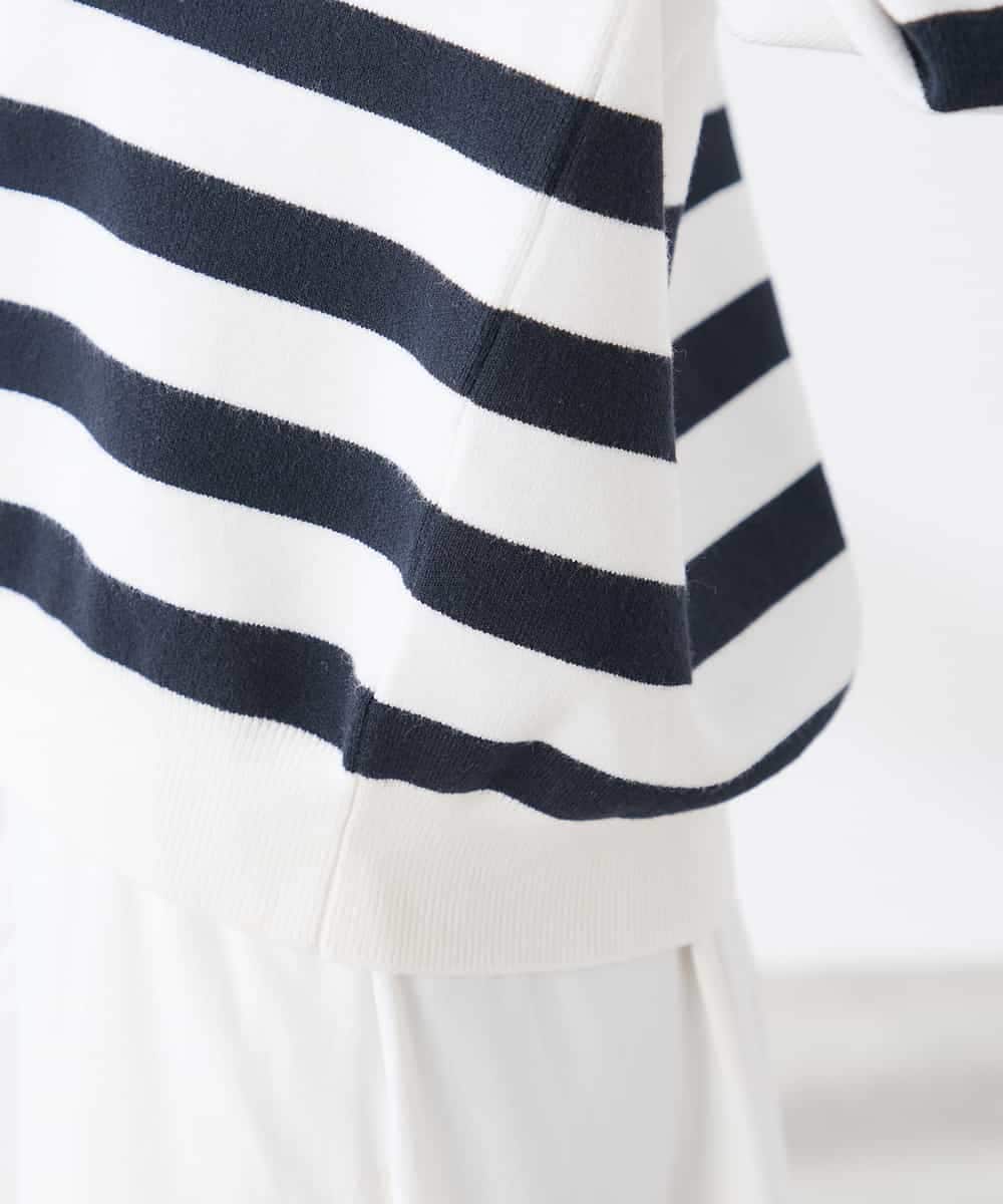 K3FDD07059 a.v.v Elmi(アー・ヴェ・ヴェ) 【低身長サイズ】ヘンリーネックボーダーニット アイボリー