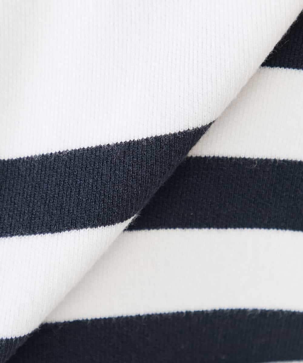 K3FDD07059 a.v.v Elmi(アー・ヴェ・ヴェ) 【低身長サイズ】ヘンリーネックボーダーニット アイボリー