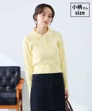 K3FDD08044 a.v.v Elmi(アー・ヴェ・ヴェ) 【低身長サイズ】ワイドリブポロニット ライトイエロー