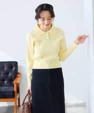 K3FDD08044 a.v.v Elmi(アー・ヴェ・ヴェ) 【低身長サイズ】ワイドリブポロニット ライトイエロー