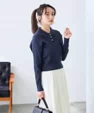 K3FDD08044 a.v.v Elmi(アー・ヴェ・ヴェ) 【低身長サイズ】ワイドリブポロニット ライトイエロー