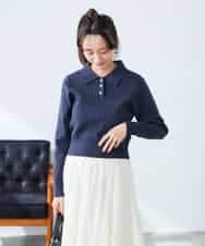 K3FDD08044 a.v.v Elmi(アー・ヴェ・ヴェ) 【低身長サイズ】ワイドリブポロニット ライトイエロー