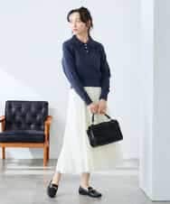 K3FDD08044 a.v.v Elmi(アー・ヴェ・ヴェ) 【低身長サイズ】ワイドリブポロニット ライトイエロー