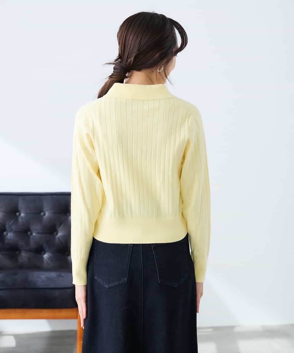 K3FDD08044 a.v.v Elmi(アー・ヴェ・ヴェ) 【低身長サイズ】ワイドリブポロニット ライトイエロー