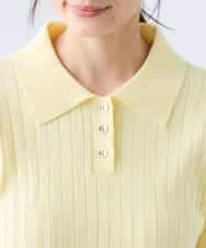 K3FDD08044 a.v.v Elmi(アー・ヴェ・ヴェ) 【低身長サイズ】ワイドリブポロニット ライトイエロー