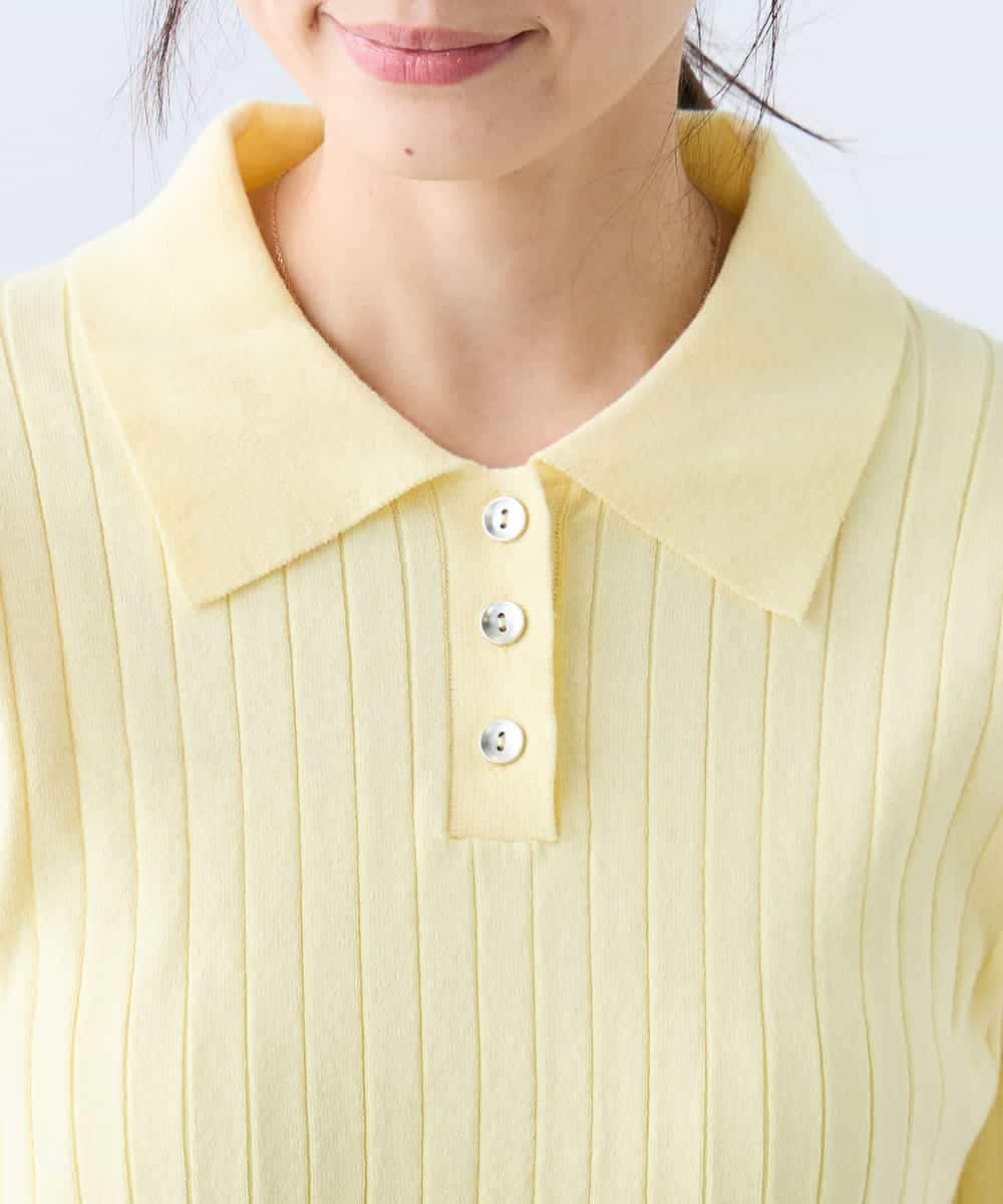 K3FDD08044 a.v.v Elmi(アー・ヴェ・ヴェ) 【低身長サイズ】ワイドリブポロニット ライトイエロー