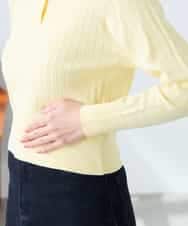 K3FDD08044 a.v.v Elmi(アー・ヴェ・ヴェ) 【低身長サイズ】ワイドリブポロニット ライトイエロー