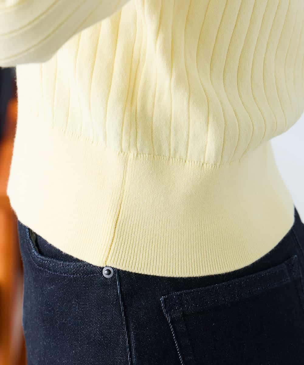 K3FDD08044 a.v.v Elmi(アー・ヴェ・ヴェ) 【低身長サイズ】ワイドリブポロニット ライトイエロー