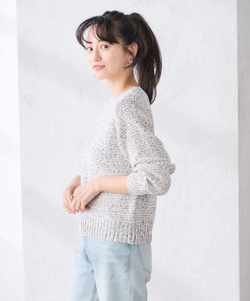 K3FDD14054 a.v.v Elmi(アー・ヴェ・ヴェ) 【低身長サイズ】ミックスヤーンニット ライトブルー