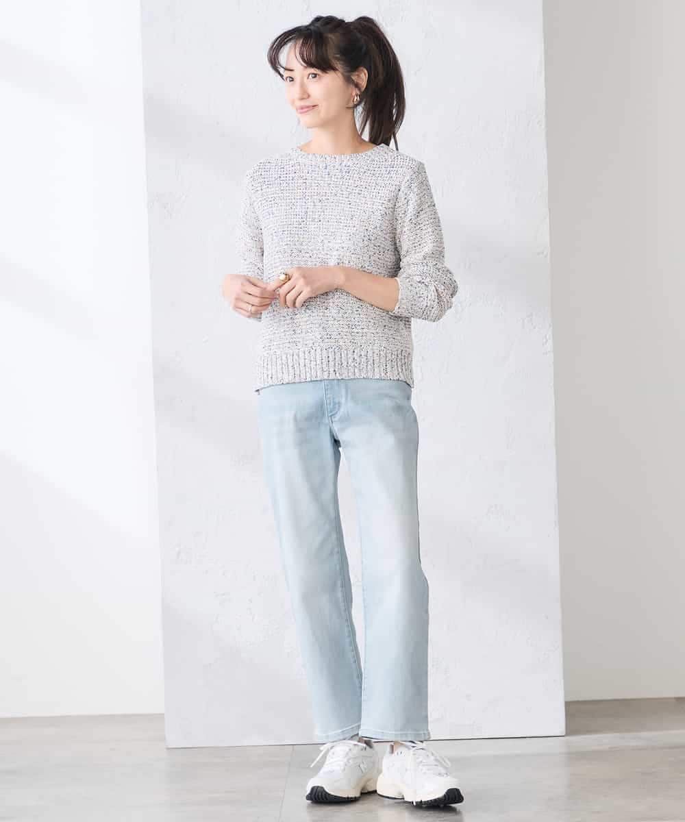 K3FDD14054 a.v.v Elmi(アー・ヴェ・ヴェ) 【低身長サイズ】ミックスヤーンニット ライトブルー