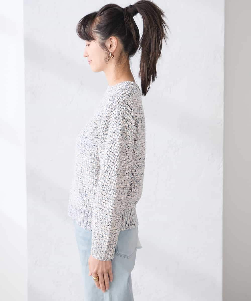 K3FDD14054 a.v.v Elmi(アー・ヴェ・ヴェ) 【低身長サイズ】ミックスヤーンニット ライトブルー