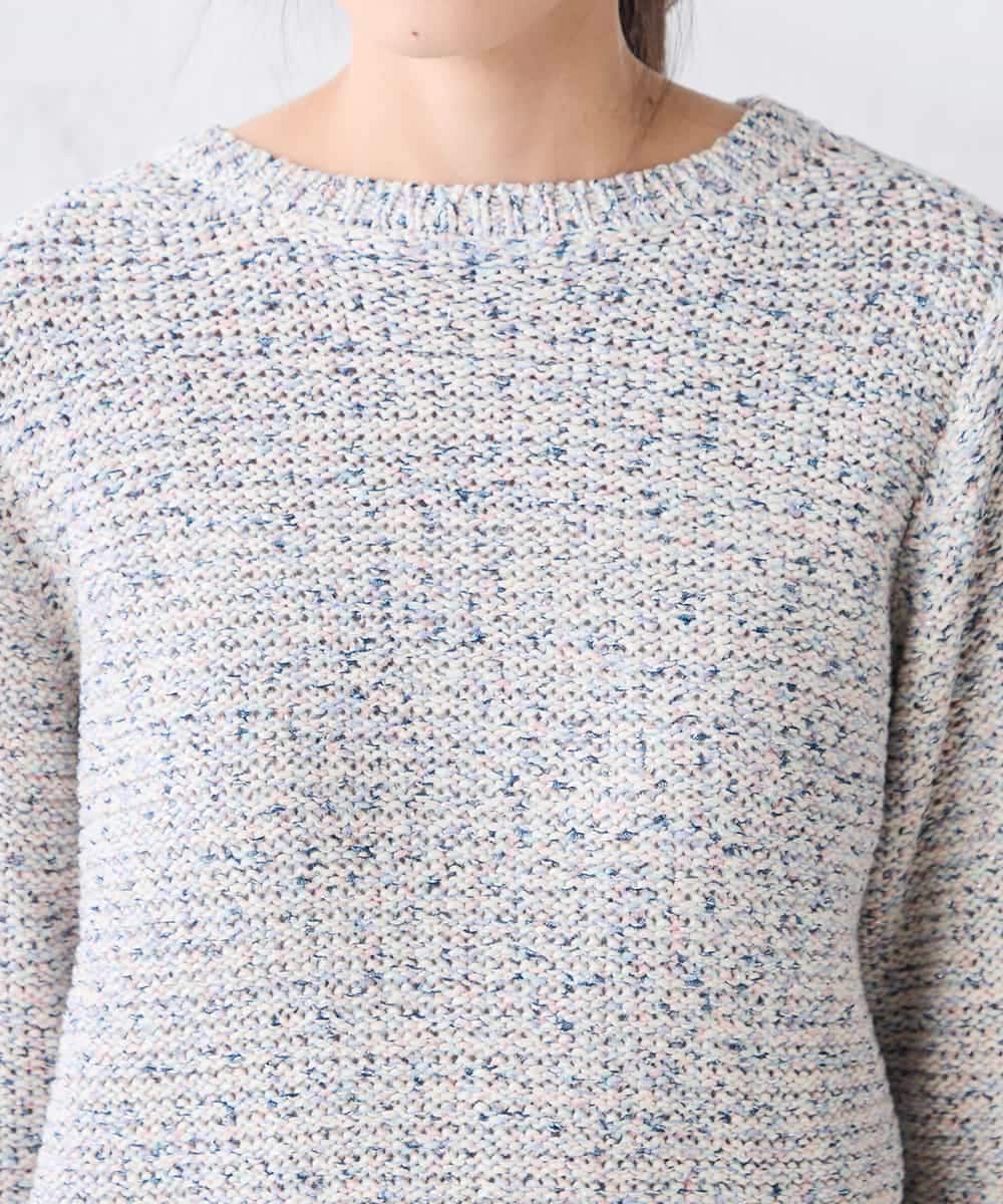 K3FDD14054 a.v.v Elmi(アー・ヴェ・ヴェ) 【低身長サイズ】ミックスヤーンニット ライトブルー