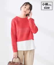 K3FED05049 a.v.v Elmi(アー・ヴェ・ヴェ) 【低身長サイズ】メッシュボーダーニット レッド