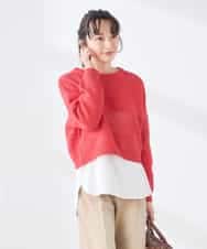 K3FED05049 a.v.v Elmi(アー・ヴェ・ヴェ) 【低身長サイズ】メッシュボーダーニット レッド