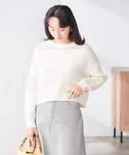 K3FED05049 a.v.v Elmi(アー・ヴェ・ヴェ) 【低身長サイズ】メッシュボーダーニット レッド