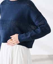 K3FED05049 a.v.v Elmi(アー・ヴェ・ヴェ) 【低身長サイズ】メッシュボーダーニット レッド