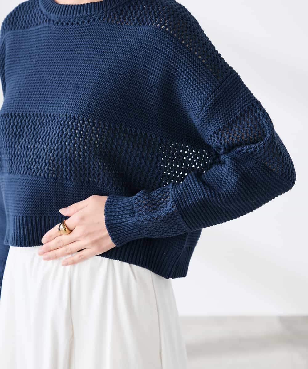 K3FED05049 a.v.v Elmi(アー・ヴェ・ヴェ) 【低身長サイズ】メッシュボーダーニット レッド