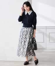 K3FED10049 a.v.v Elmi(アー・ヴェ・ヴェ) 【低身長サイズ】【2WAY】レース衿付ニットプルオーバー ネイビー