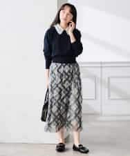 K3FED10049 a.v.v Elmi(アー・ヴェ・ヴェ) 【低身長サイズ】【2WAY】レース衿付ニットプルオーバー ネイビー