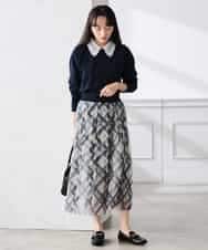 K3FED10049 a.v.v Elmi(アー・ヴェ・ヴェ) 【低身長サイズ】【2WAY】レース衿付ニットプルオーバー ネイビー