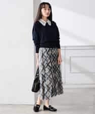 K3FED10049 a.v.v Elmi(アー・ヴェ・ヴェ) 【低身長サイズ】【2WAY】レース衿付ニットプルオーバー ネイビー