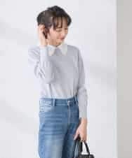 K3FED10049 a.v.v Elmi(アー・ヴェ・ヴェ) 【低身長サイズ】【2WAY】レース衿付ニットプルオーバー ネイビー