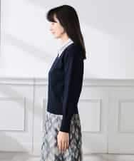 K3FED10049 a.v.v Elmi(アー・ヴェ・ヴェ) 【低身長サイズ】【2WAY】レース衿付ニットプルオーバー ネイビー