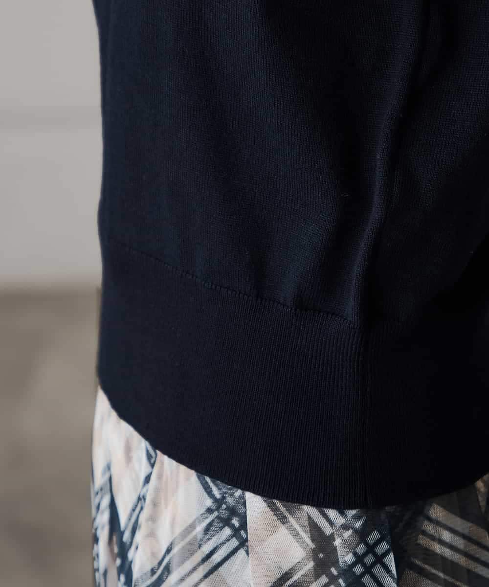 K3FED10049 a.v.v Elmi(アー・ヴェ・ヴェ) 【低身長サイズ】【2WAY】レース衿付ニットプルオーバー ネイビー