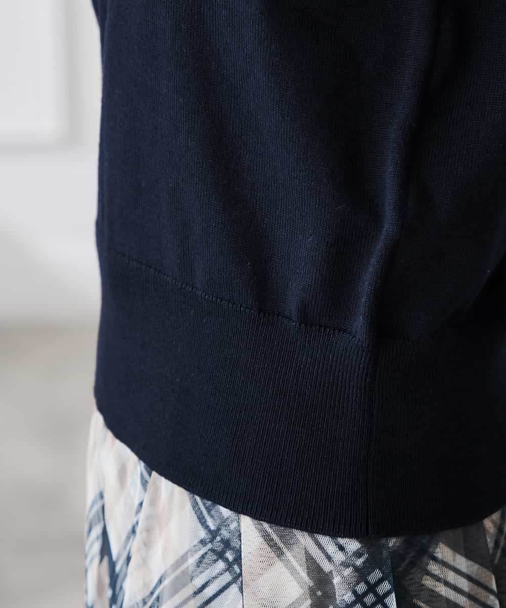 K3FED10049 a.v.v Elmi(アー・ヴェ・ヴェ) 【低身長サイズ】【2WAY】レース衿付ニットプルオーバー ネイビー