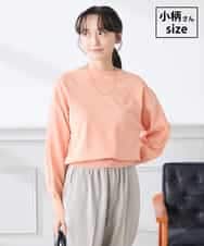 K3FED11044 a.v.v Elmi(アー・ヴェ・ヴェ) 【低身長サイズ】【洗える/UVカット】ボートネック袖タックニット オレンジ