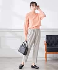 K3FED11044 a.v.v Elmi(アー・ヴェ・ヴェ) 【低身長サイズ】【洗える/UVカット】ボートネック袖タックニット オレンジ