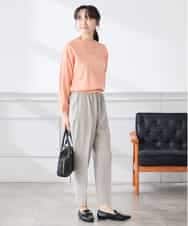 K3FED11044 a.v.v Elmi(アー・ヴェ・ヴェ) 【低身長サイズ】【洗える/UVカット】ボートネック袖タックニット オレンジ