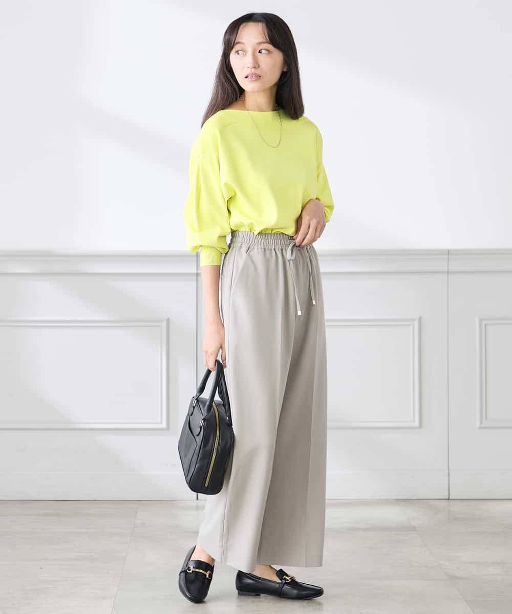 K3FED11044 a.v.v Elmi(アー・ヴェ・ヴェ) 【低身長サイズ】【洗える/UVカット】ボートネック袖タックニット オレンジ