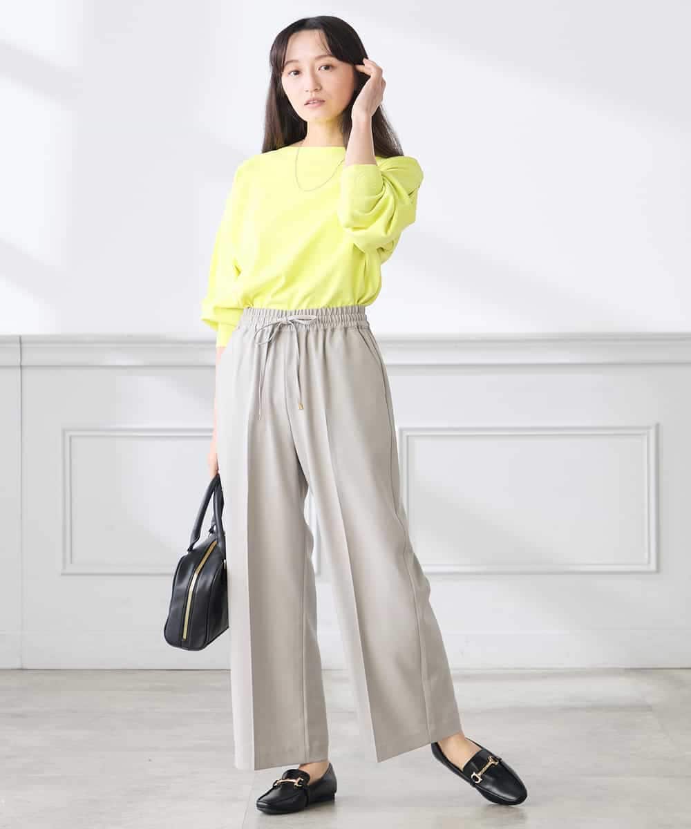 K3FED11044 a.v.v Elmi(アー・ヴェ・ヴェ) 【低身長サイズ】【洗える/UVカット】ボートネック袖タックニット オレンジ