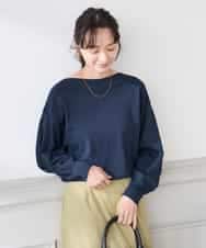 K3FED11044 a.v.v Elmi(アー・ヴェ・ヴェ) 【低身長サイズ】【洗える/UVカット】ボートネック袖タックニット オレンジ